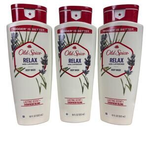Set of 3 Old Spice Relax Lavender Body Wash Everfresh Blend 18 fl oz NEW
